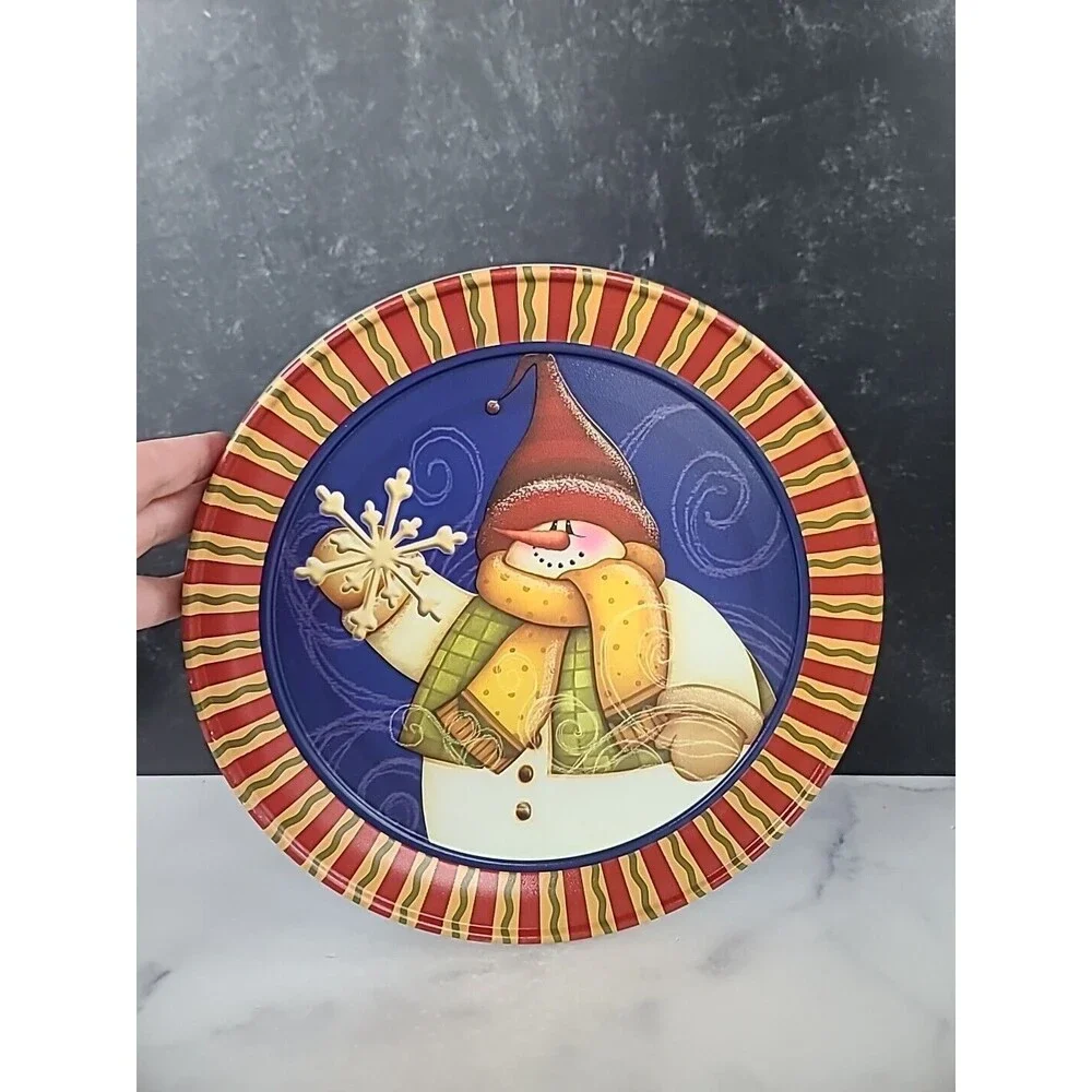 Vintage Snowman Lidded Tin, EMPTY
